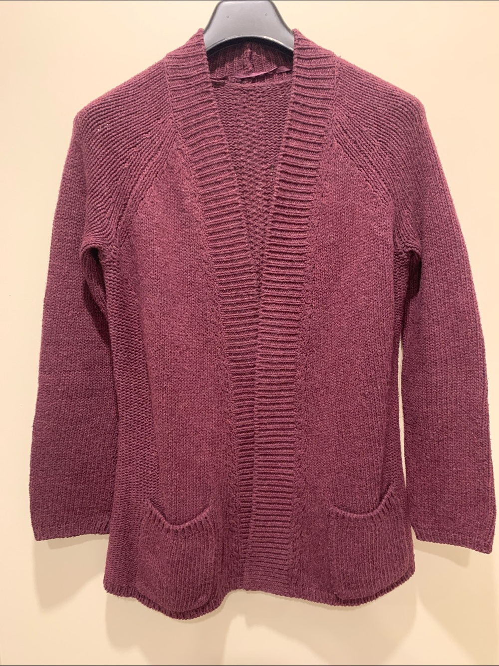 Size L Plum/Burgundy Cotton Rich Cardigan